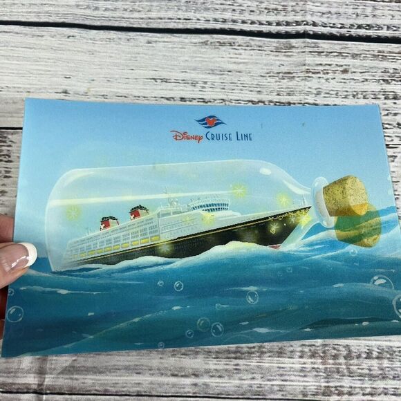 Disney Cruise Line DCL Lenticular 3D Hologram Ship in Bottle Print Card 8.5x5.5 - Picture 3 of 5